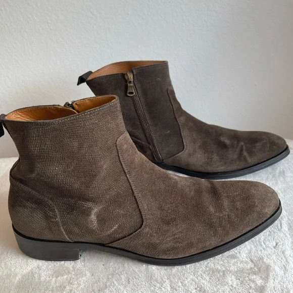 Aldo Men's Dark Brown Suede Chukka Ankle Boots with Side Zip - Picture 4 of 13
